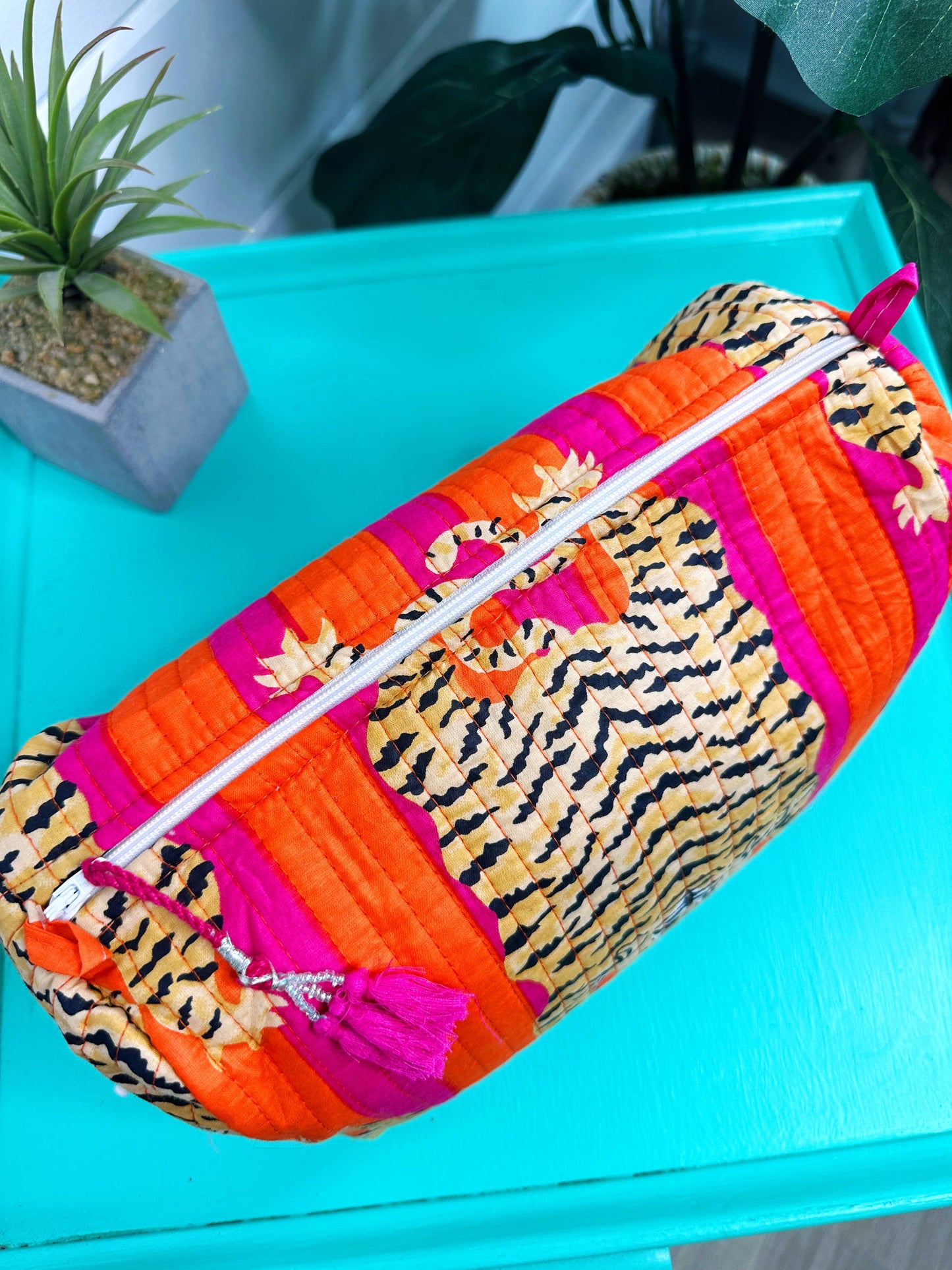 Tigers Cosmetics Bag- Pink/Orange