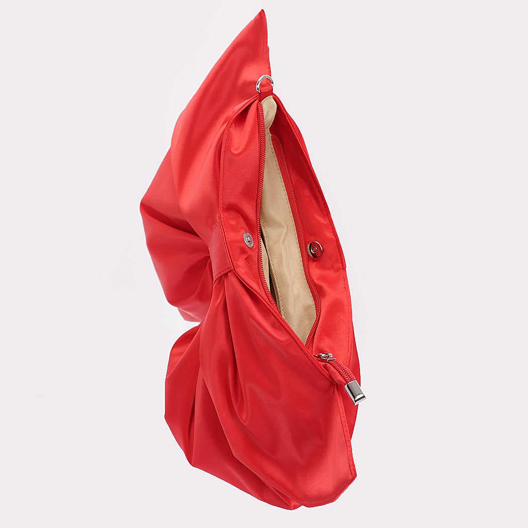 Satin Bow Style Crossbody Bag- red