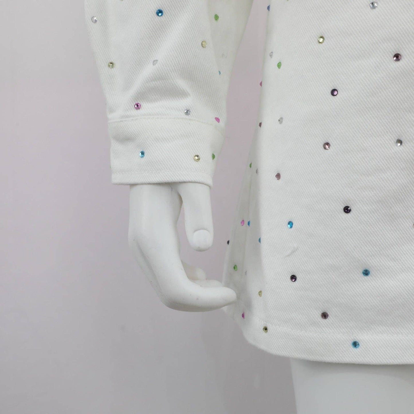 Girls White Denim Gem Set