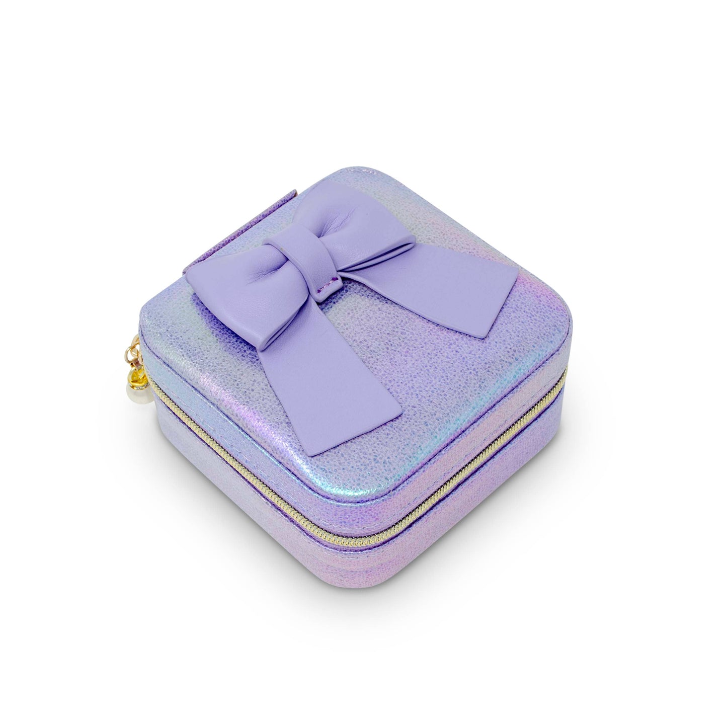 Girls Shiny Bow Jewelry Box: Purple