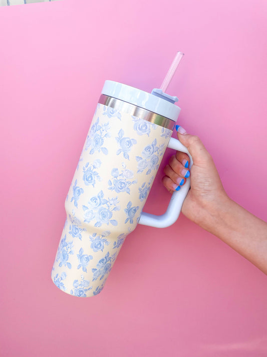 Blue Floral Tumbler