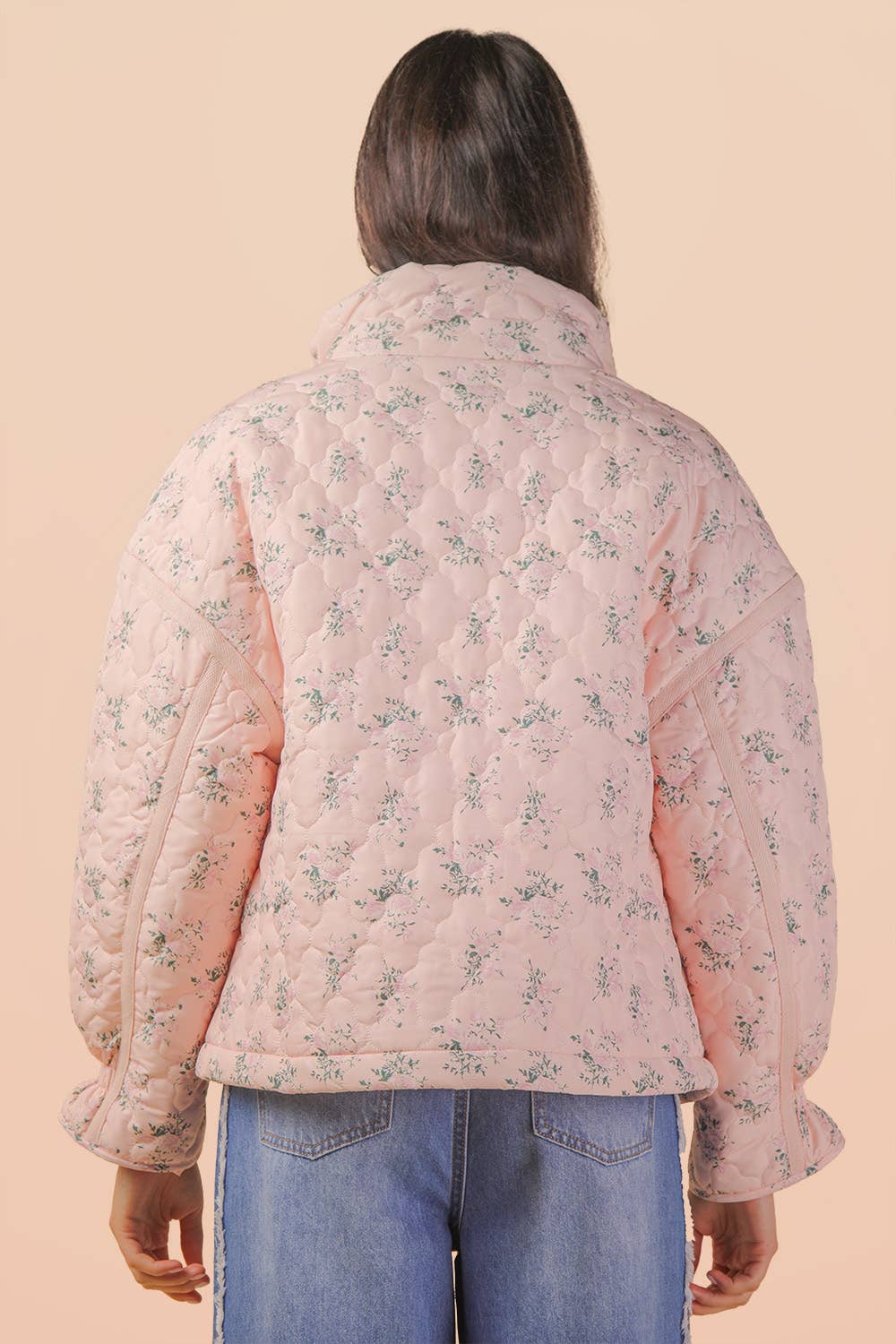 Cecily Oversized Quilted Jacket- Pink
