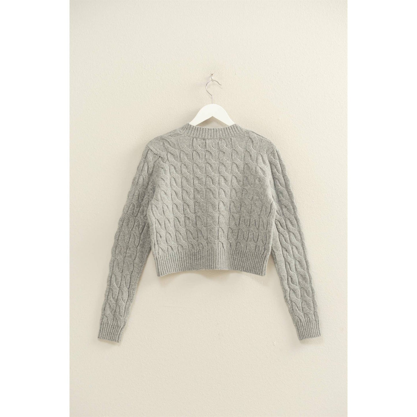 Peyton Cable Knit Cardigan- Gray
