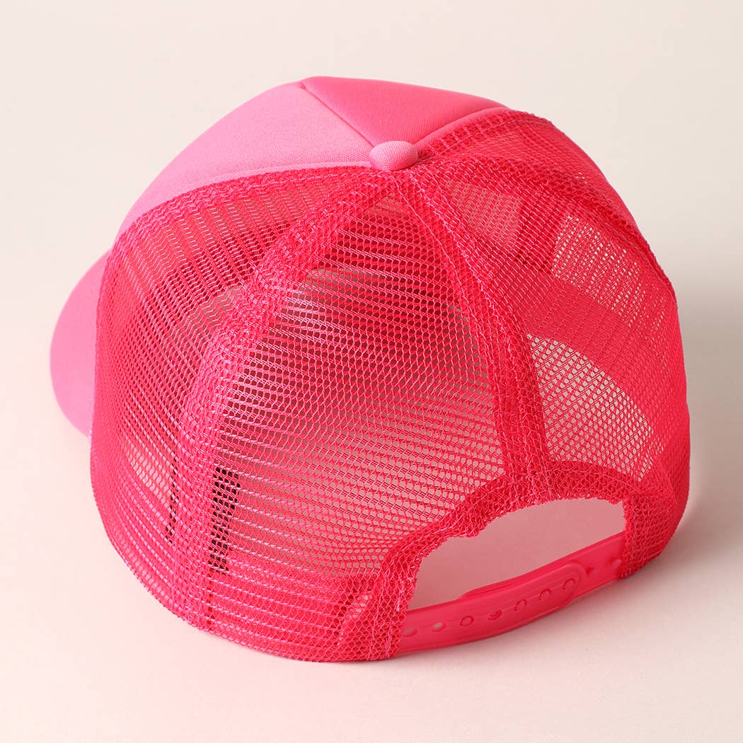 Pink Bow Patch Trucker Hat: Hot Pink