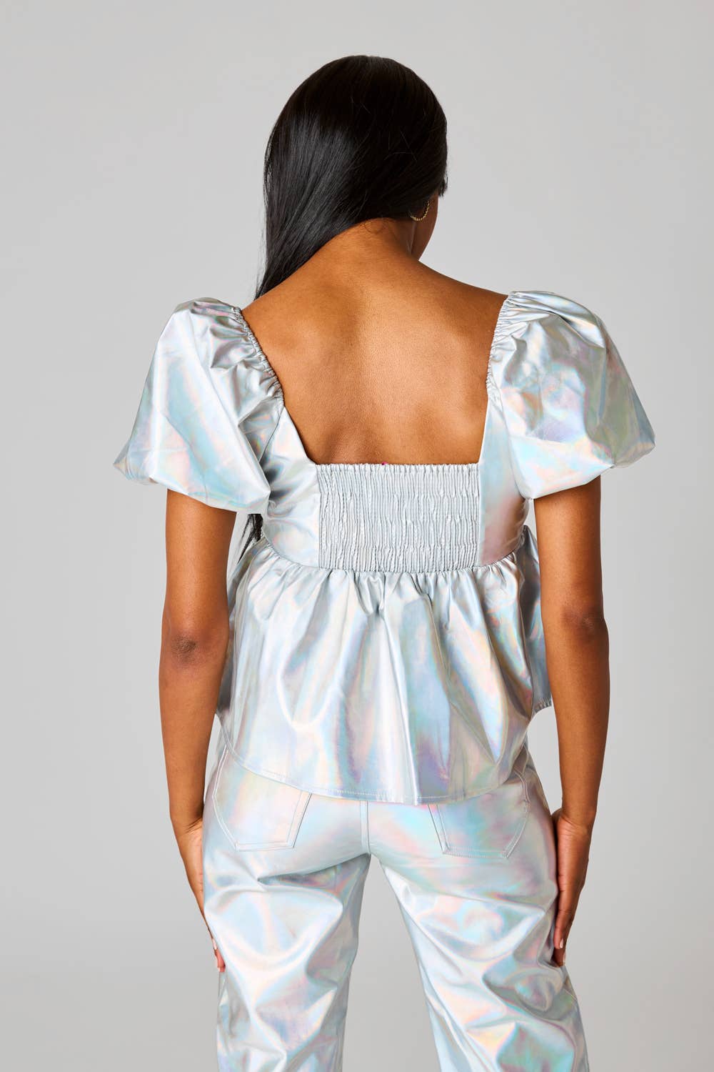 Halle Top- Iridescent Metallic