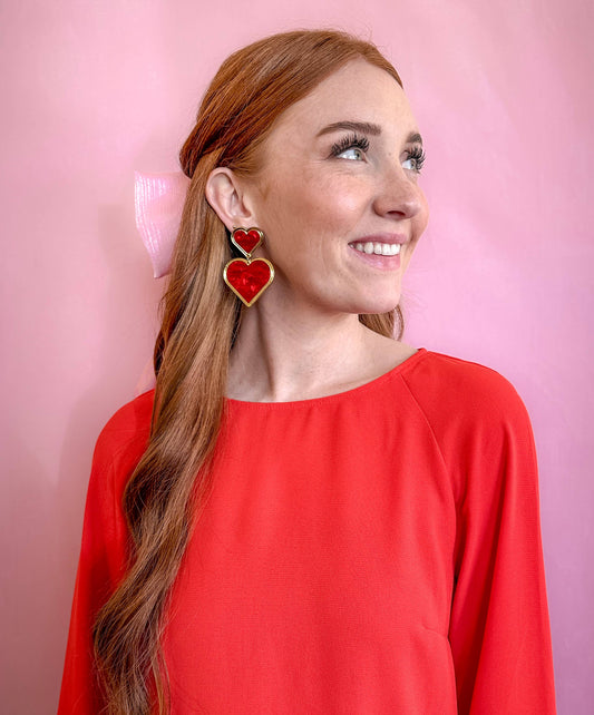 Red Heart Statement Earrings