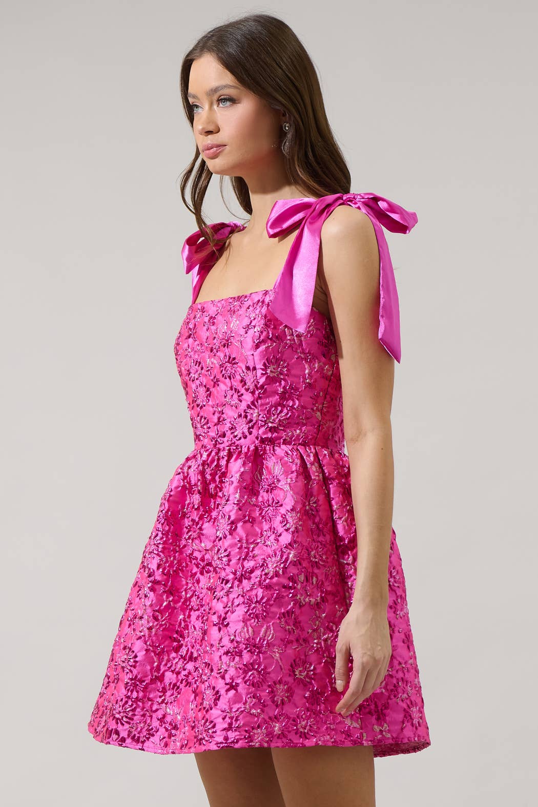 Nidia Jacquard Floral Mini Dress: