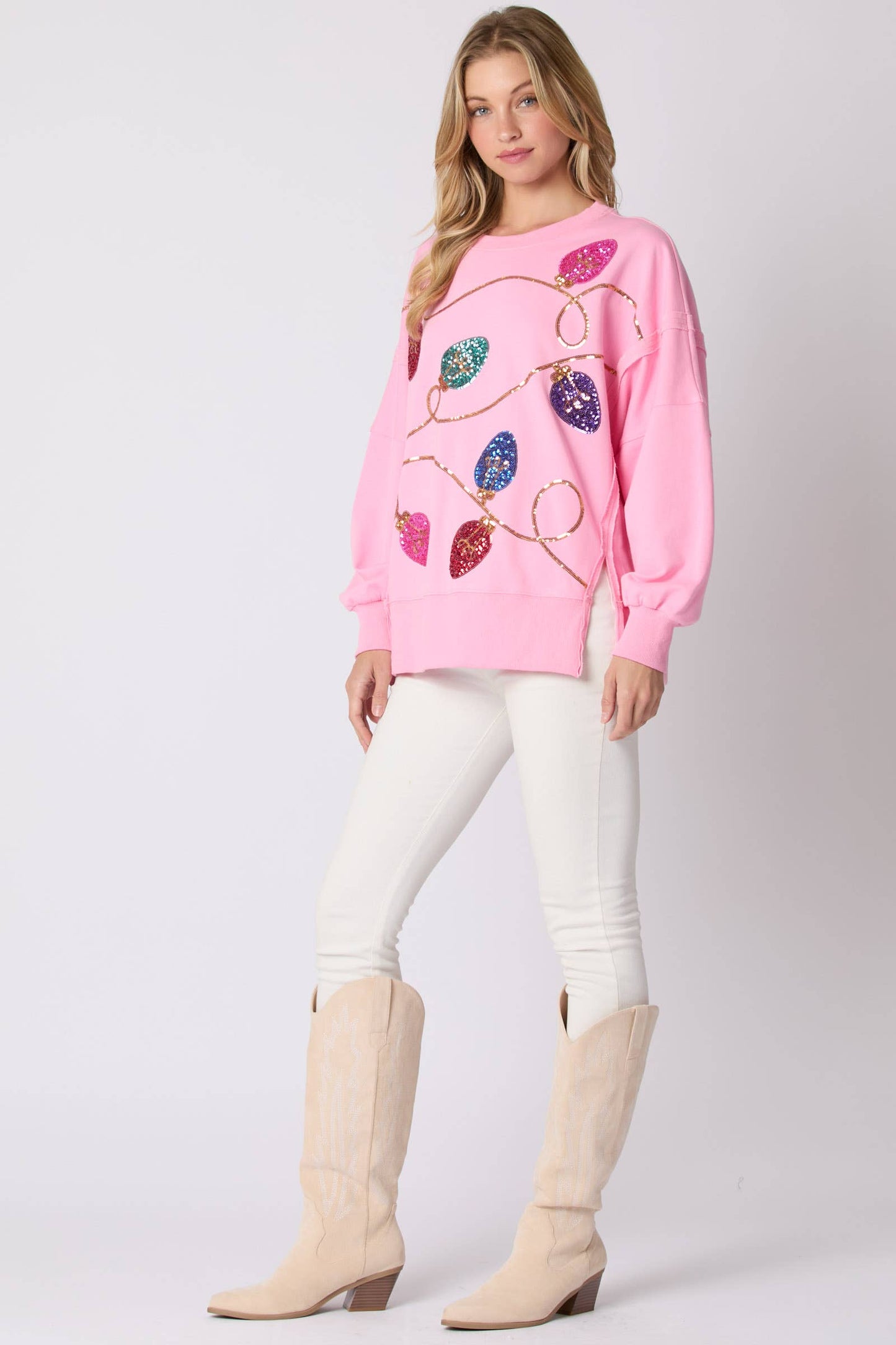 Holiday Lights Pink Sweatshirt