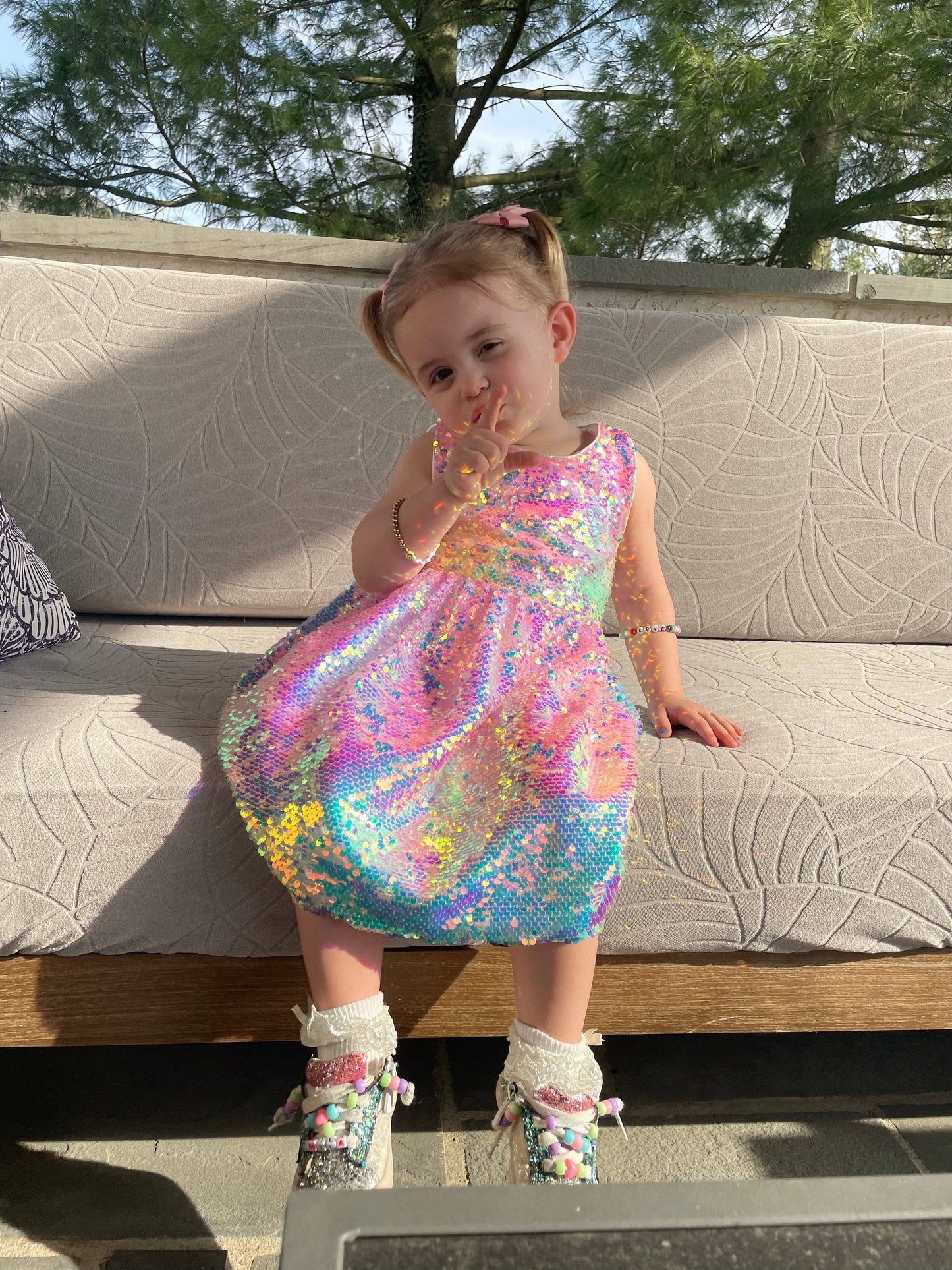 Girls Ombre Sequin Dress