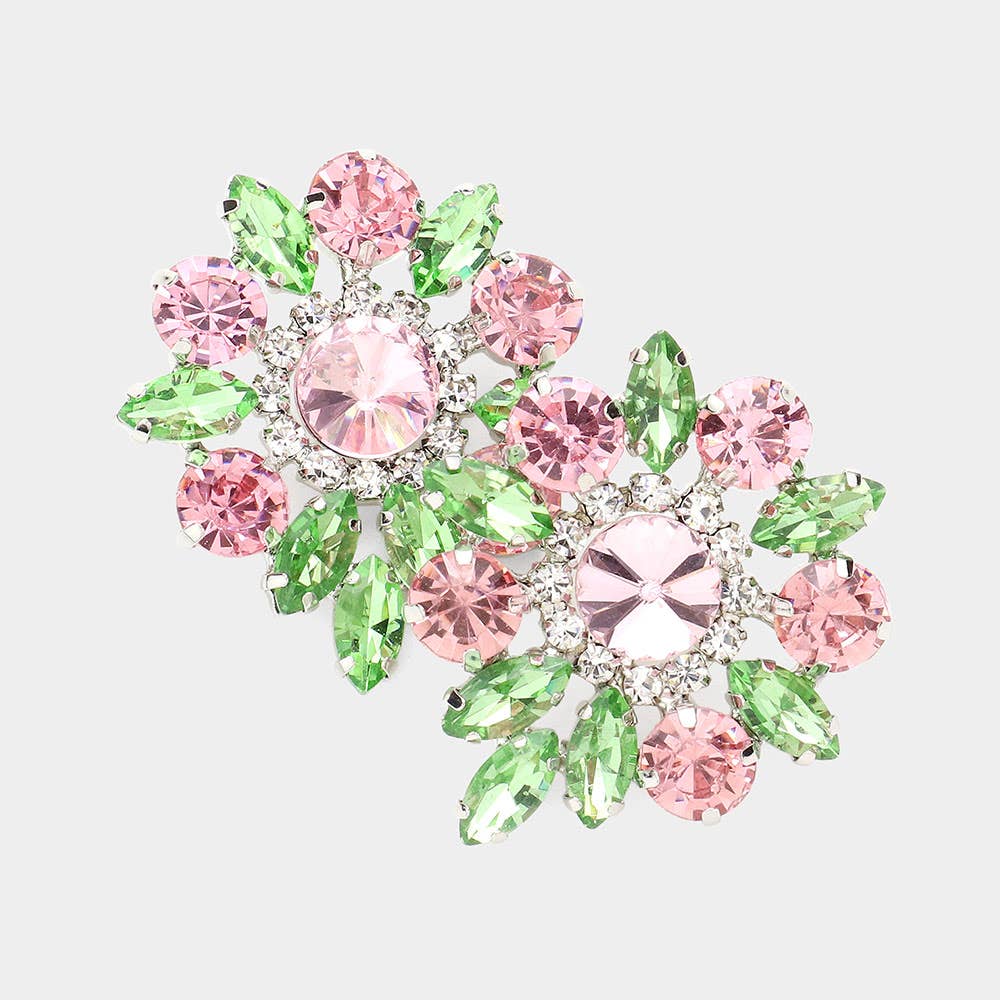 Stone Cluster Earrings: Pink & Green