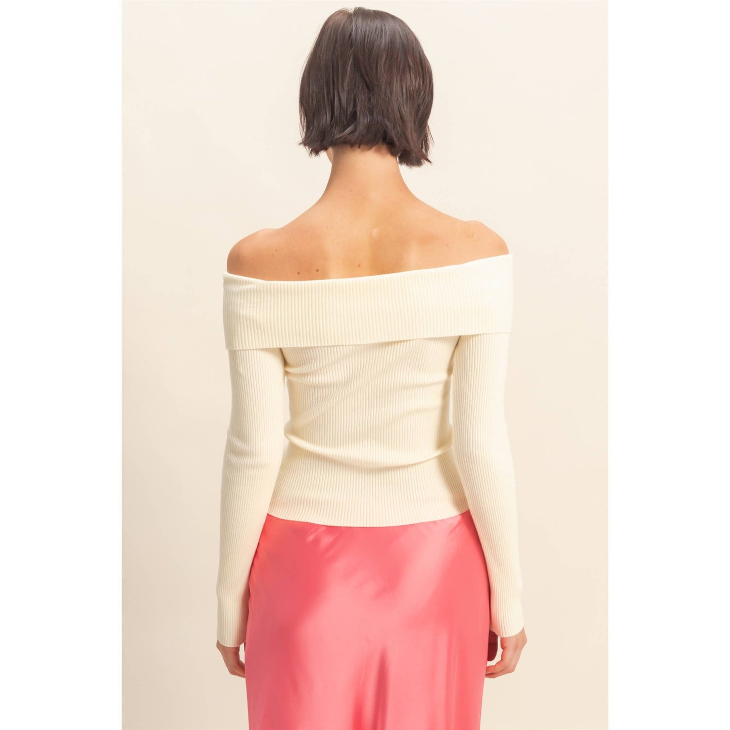 Layla Ribbed Knit Top- Cream