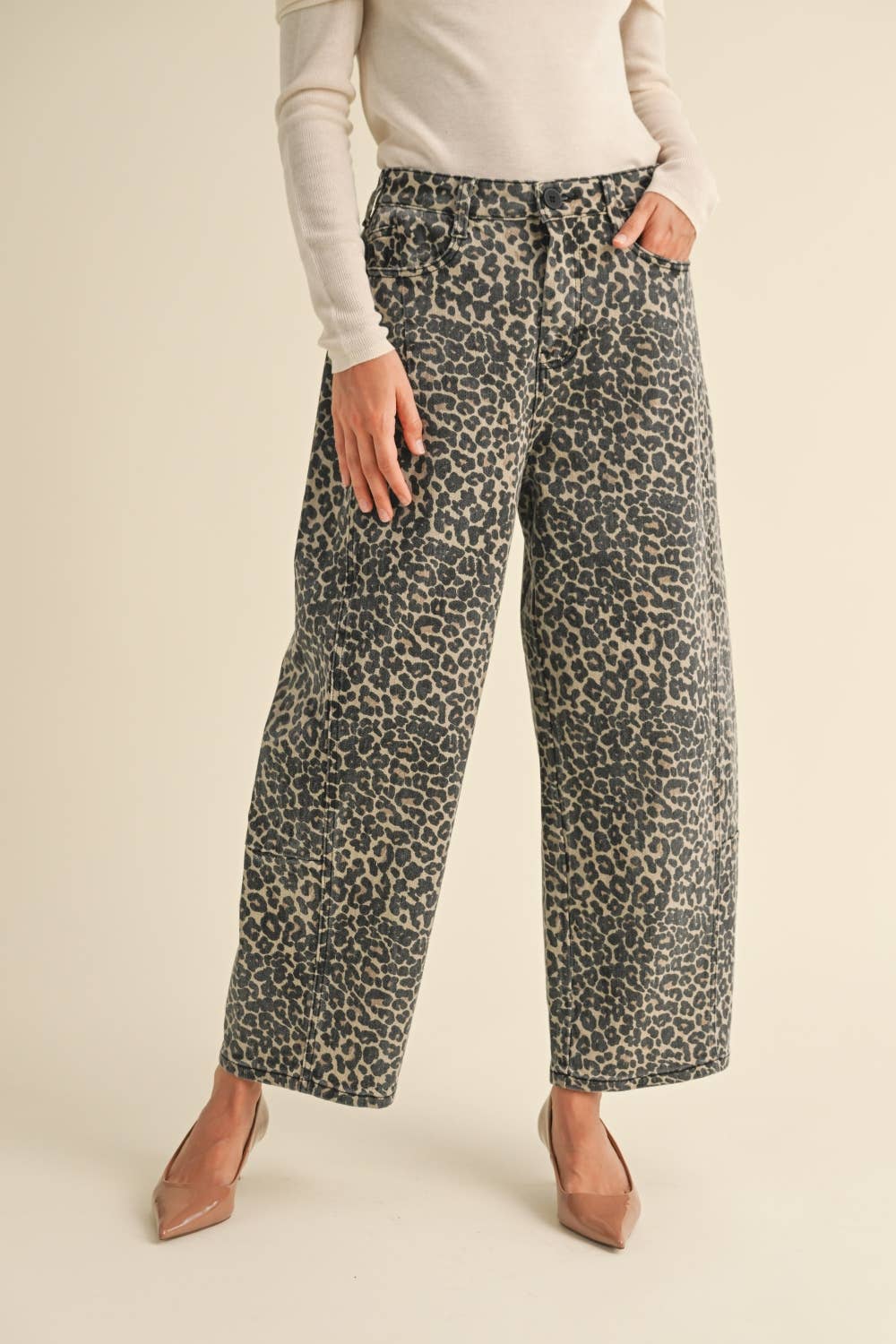 Leonna Leopard Barrel Jeans