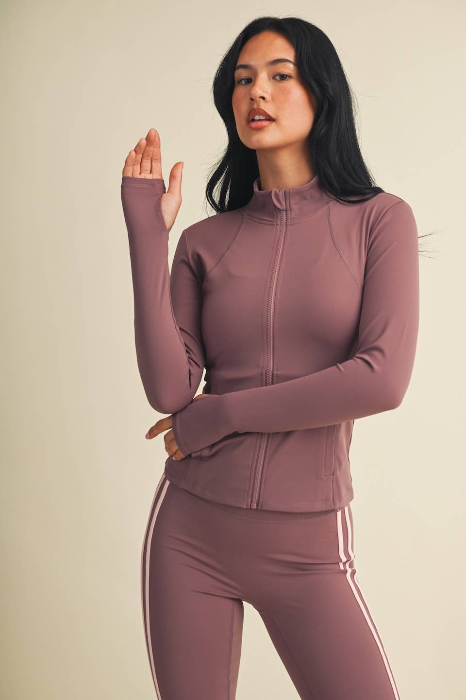 Performance Fitted Full Zip Jacket- Mauve