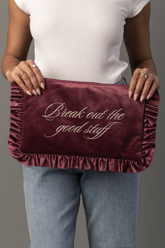 Break Out The Good Stuff Ruffle Travel Pouch