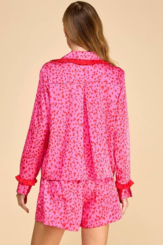 Lana Leopard Printed Ruffle Pajamas