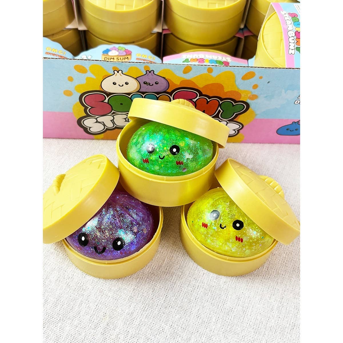 DIM SUM Mini Glitter Water Texture Dumpling Squishy