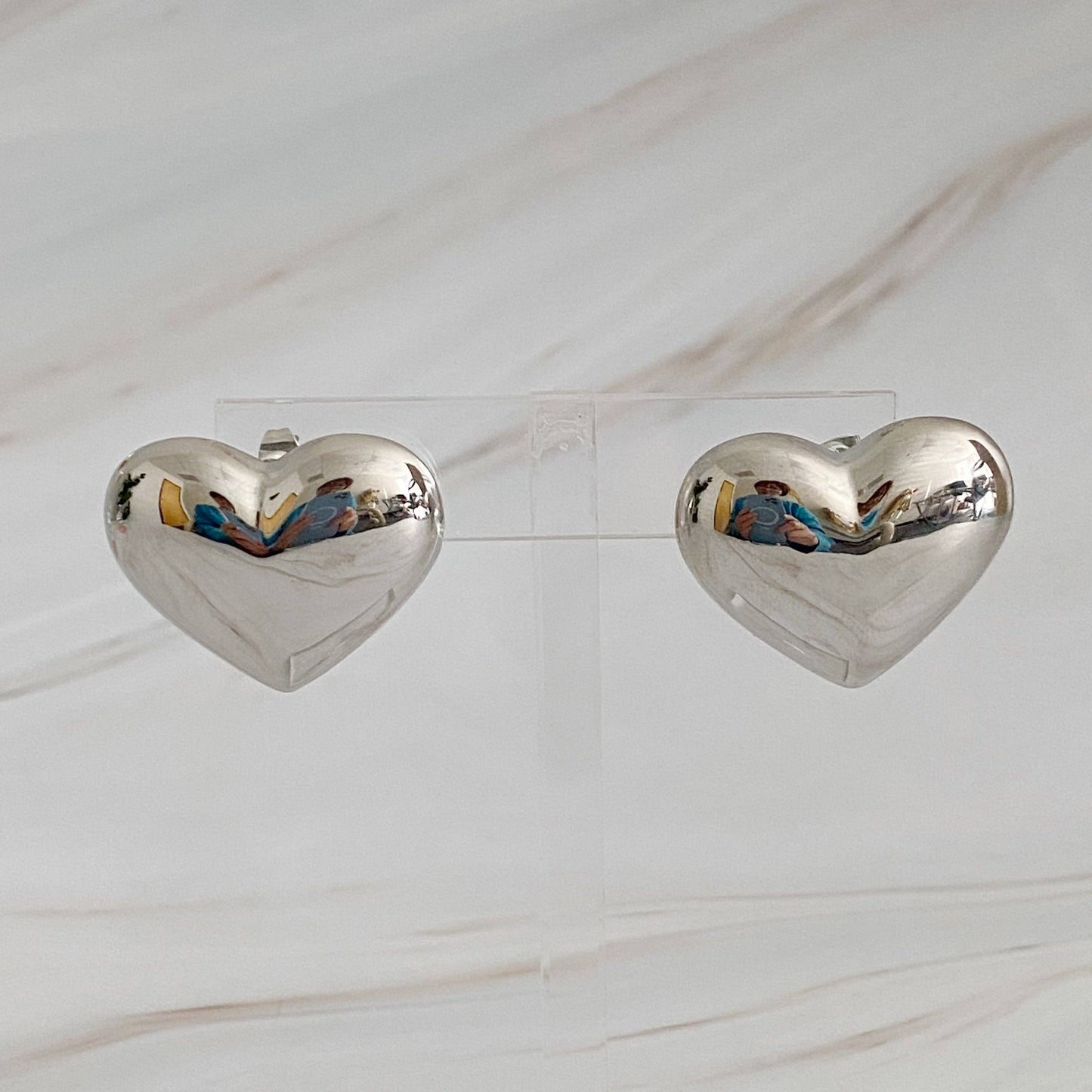 Polish My Heart Stud Earrings: Silver