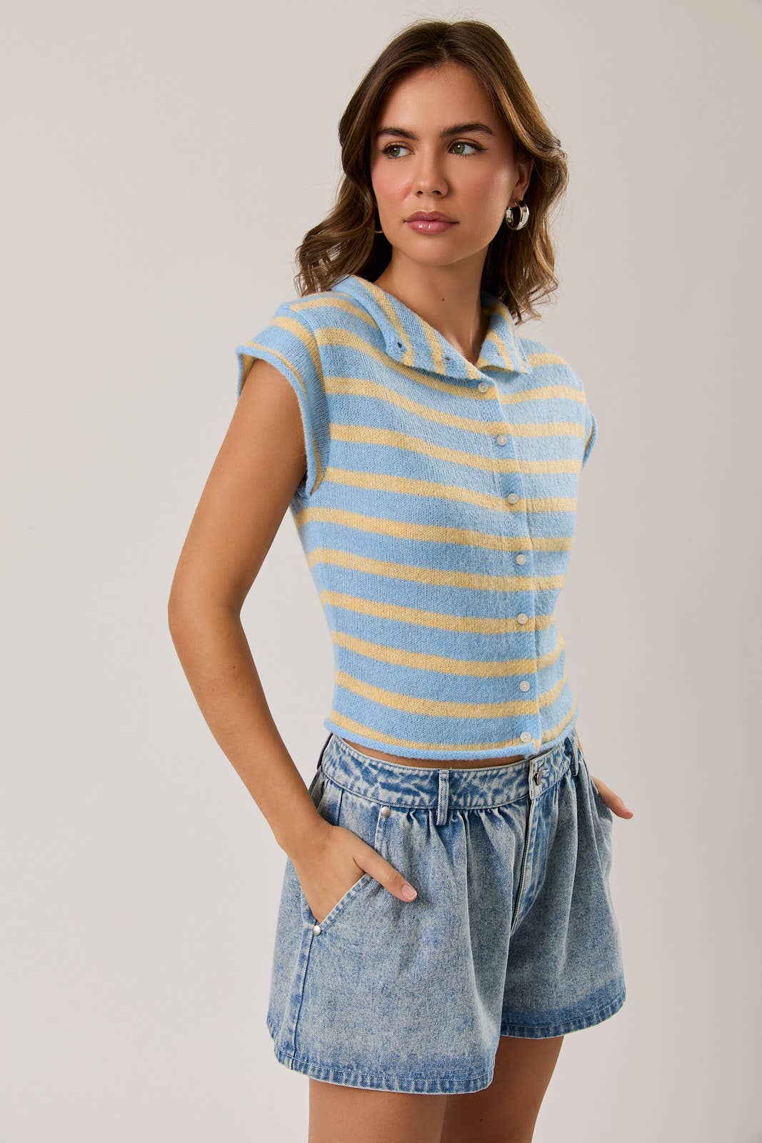 Kali Striped Sweater Top- Blue