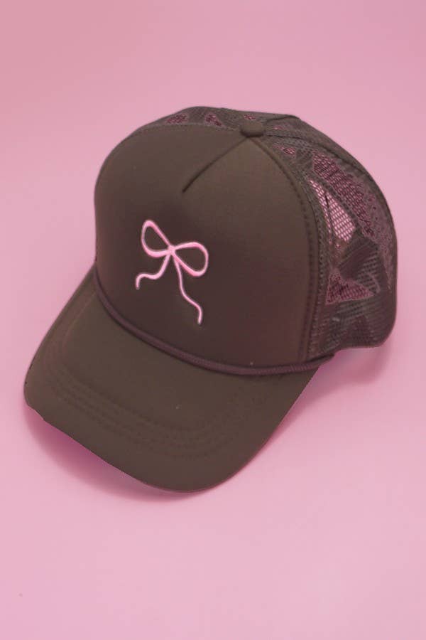 Bow Trucker Hat: Brown