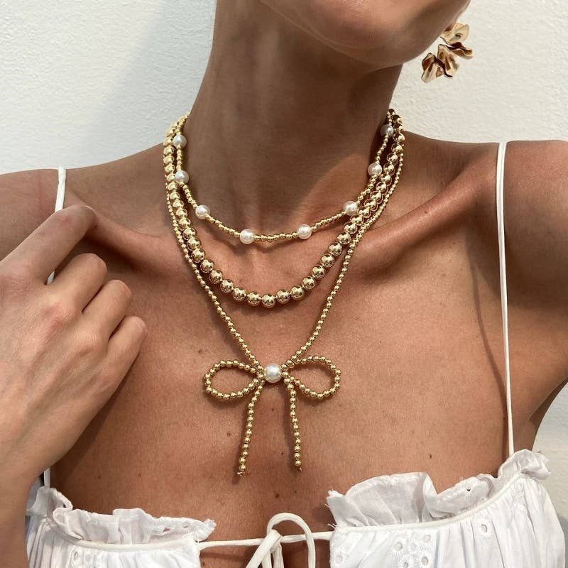 Bessie Layered Bow Necklace