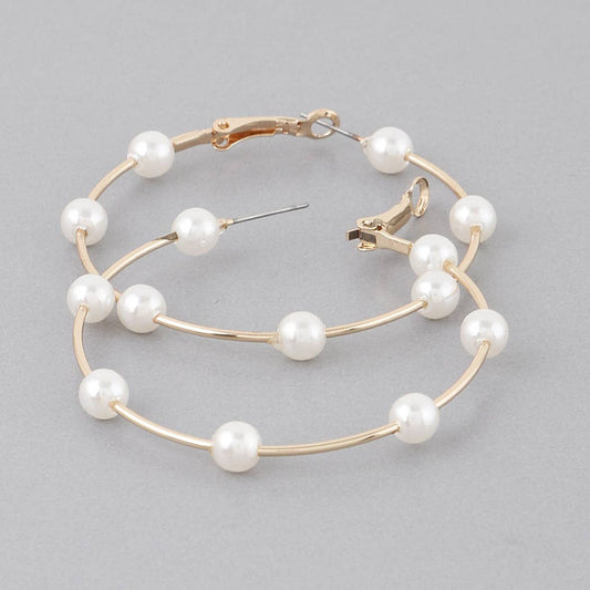 Belsie Pearl Hoop Earrings
