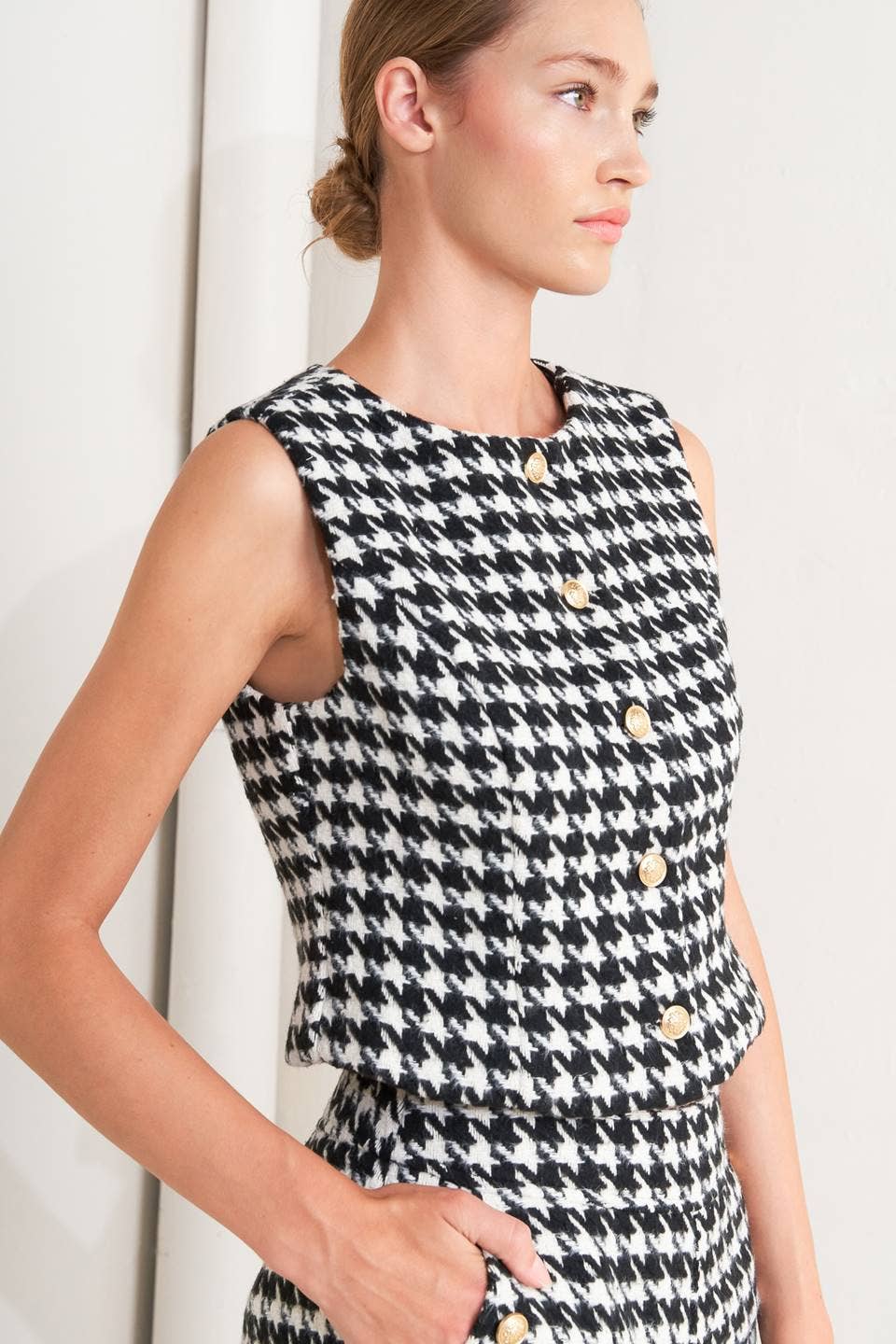 Clarissa Houndstooth Vest
