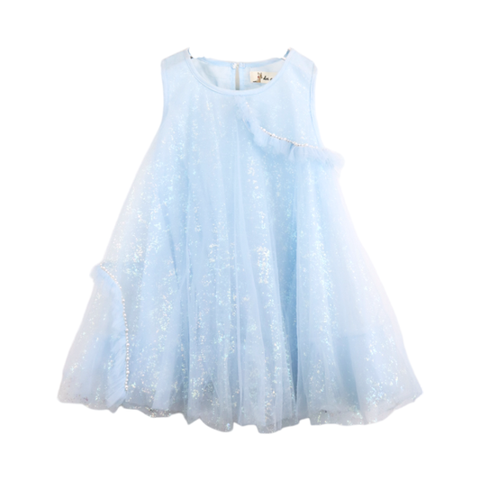 Girls Iridescent Print Sheer Dress