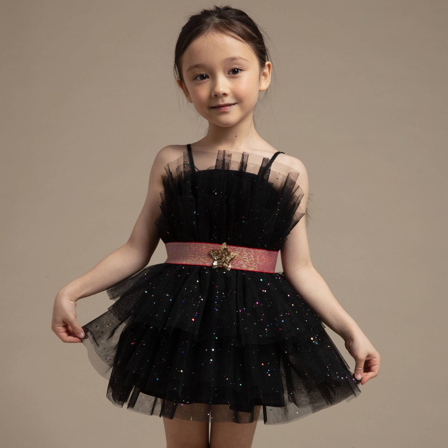 Petite Hailey Star Tulle Dress- Pink
