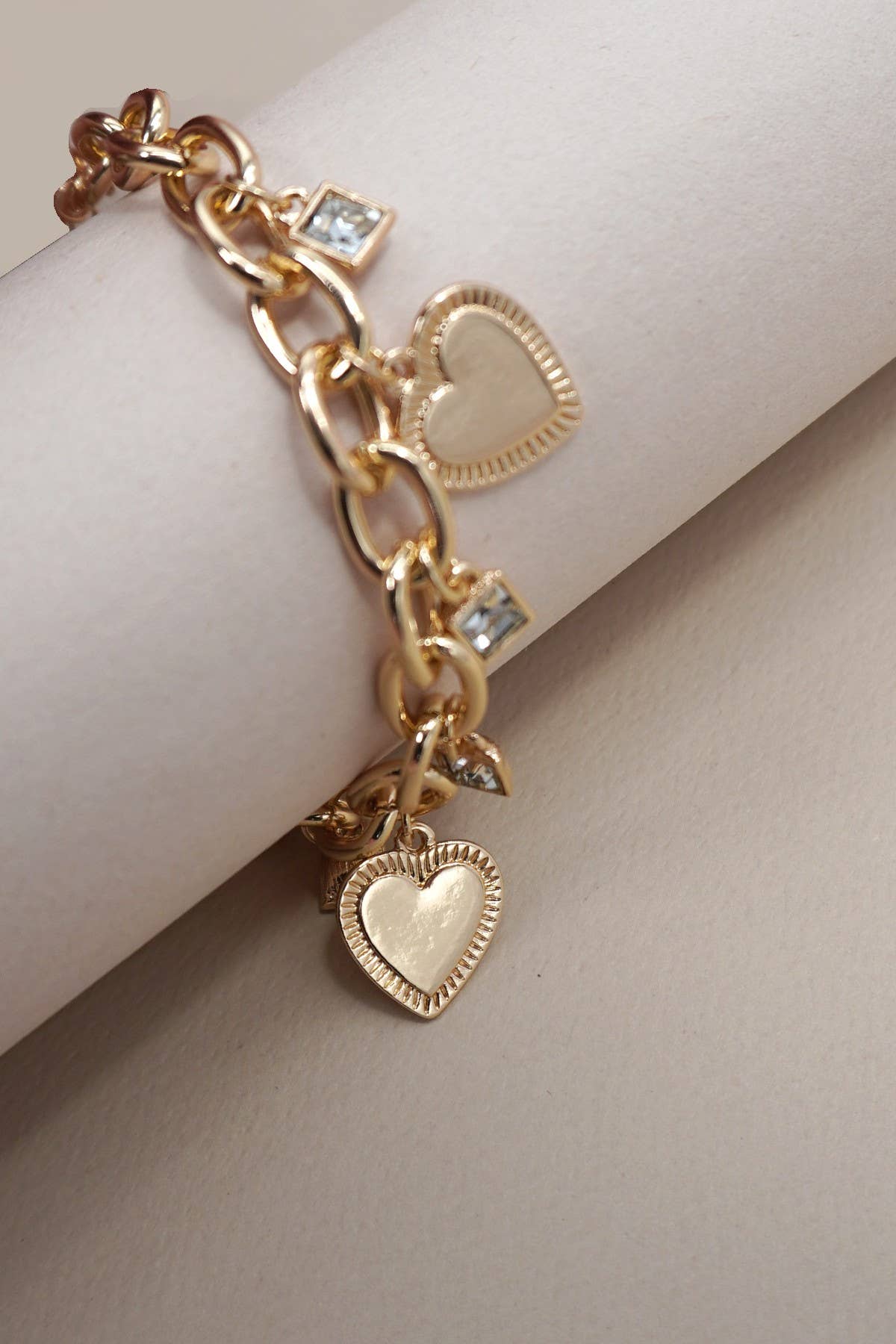Hearts and Gems Charm Bracelet