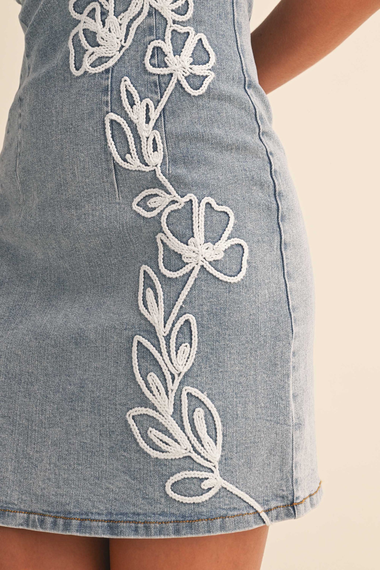 April Floral Denim Mini