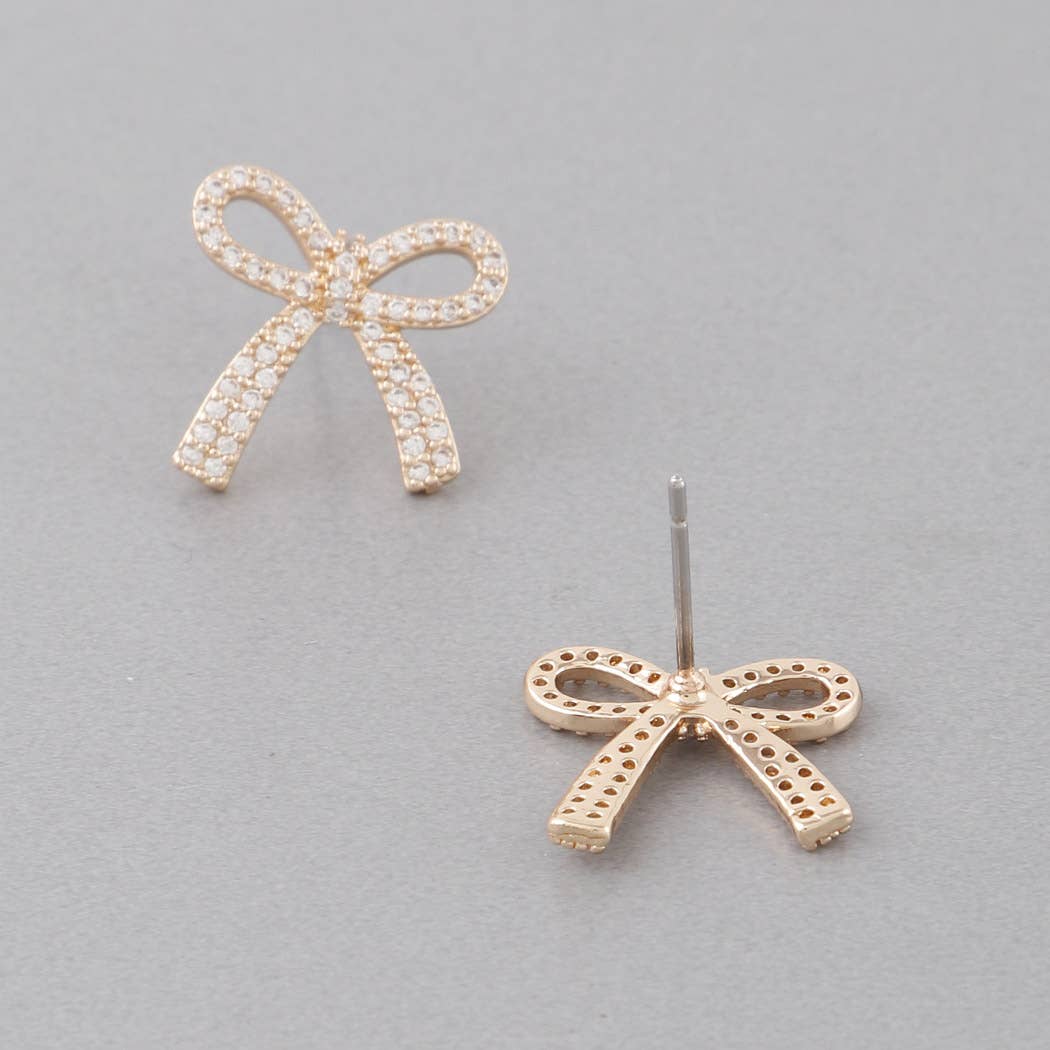 Mini Ribbon Stud Earrings- Gold