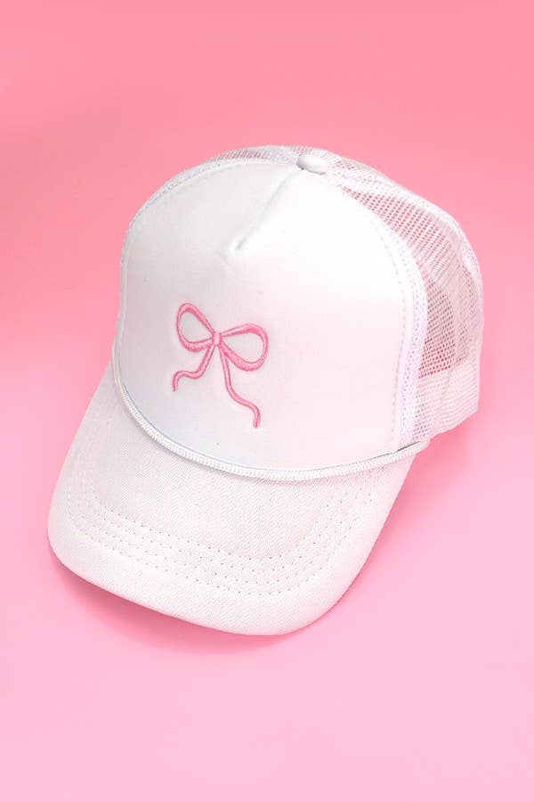 Bow Trucker Hat: White