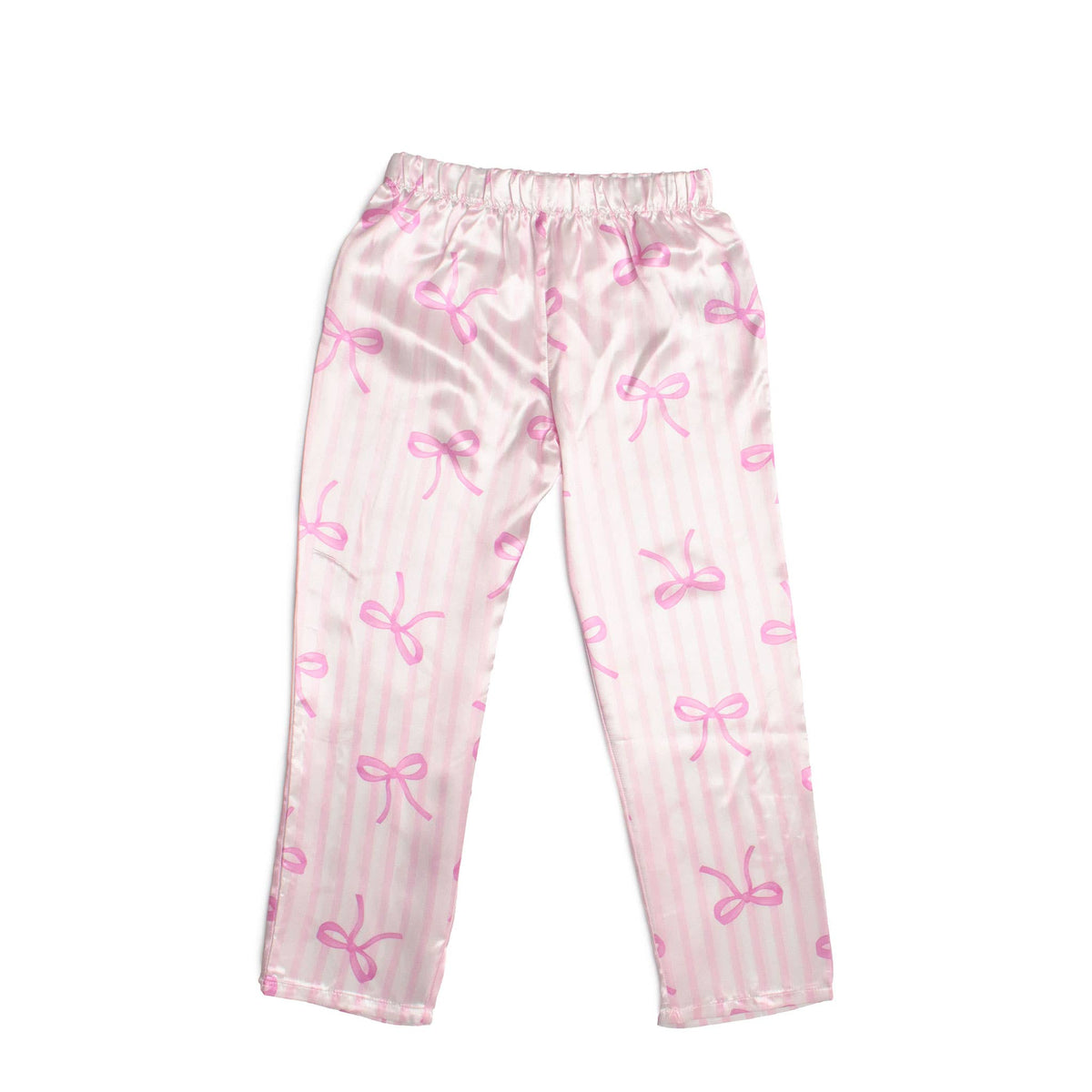 Girls- Striped Bow Satin Pajama Set w/ Headband