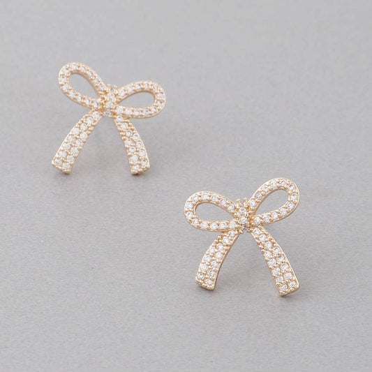 Mini Ribbon Stud Earrings- Gold