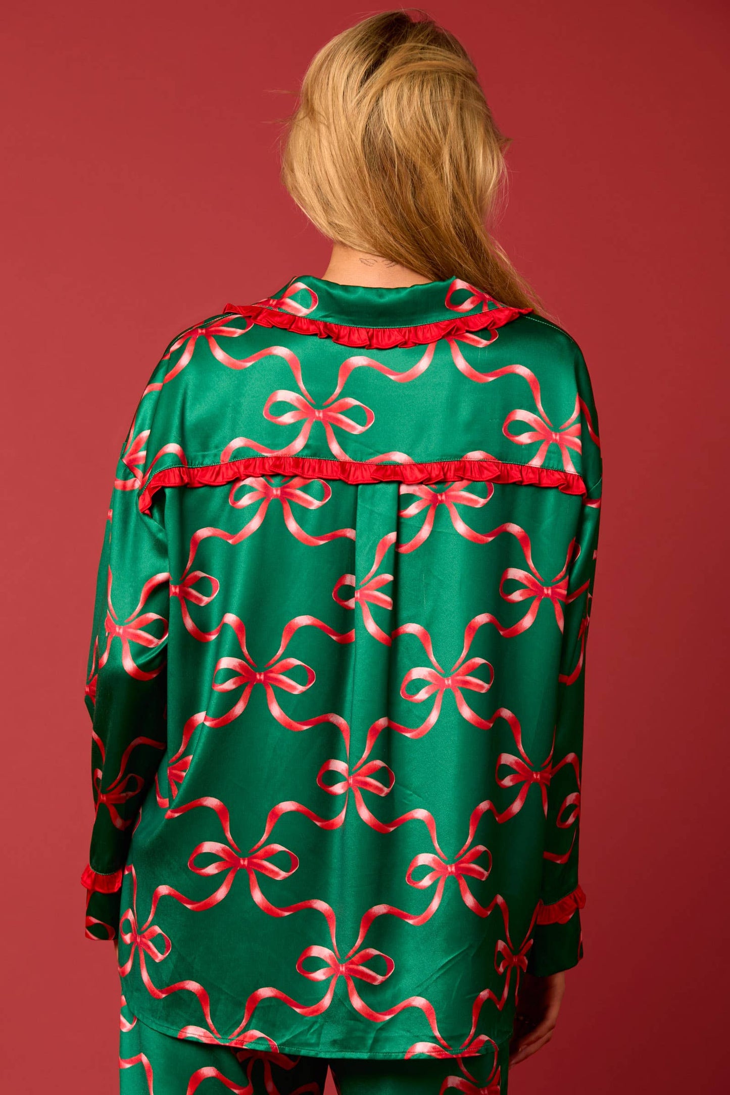 Christmas Time Bow Ruffle Pajamas