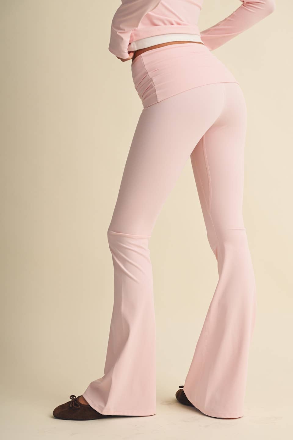 Active Foldover Flare Legging- Blush