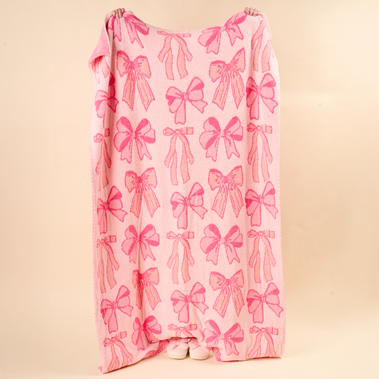 Cozy Dreams Luxe Blanket-Blushing Bows Pink