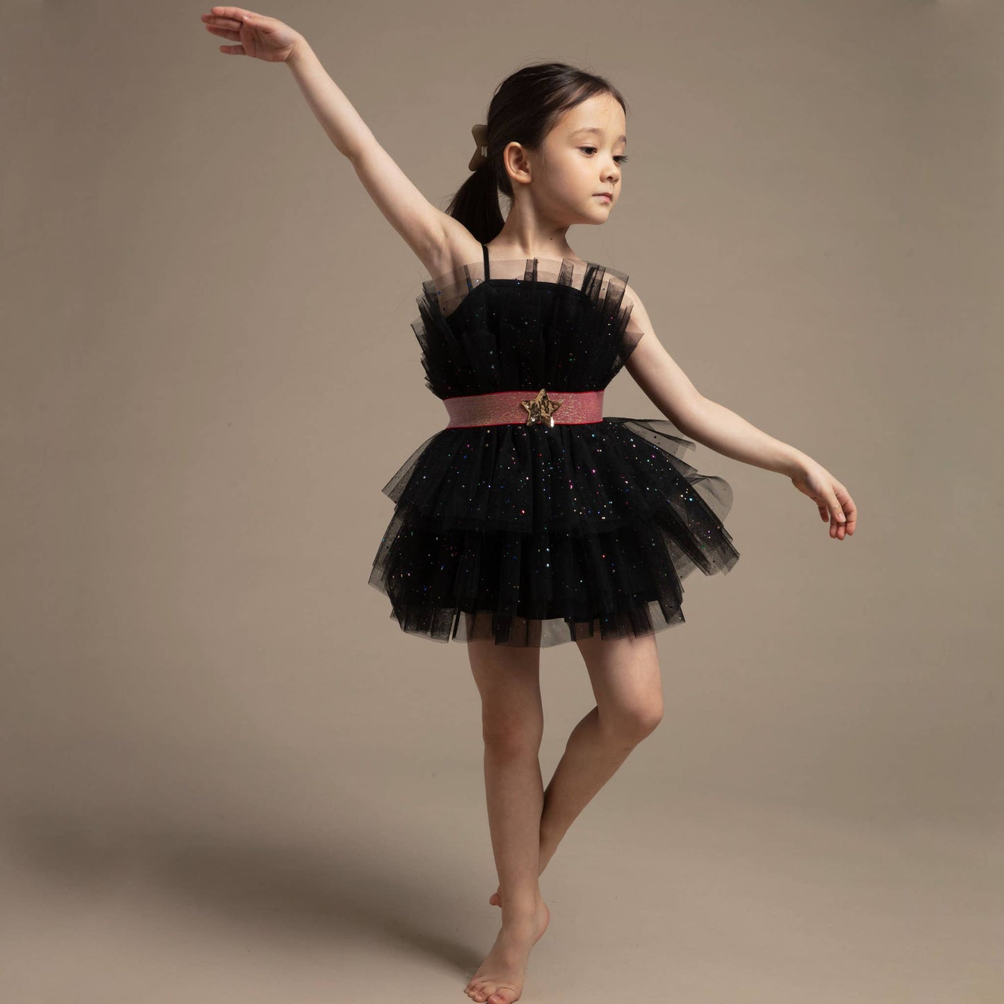 Petite Hailey Star Tulle Dress- Pink