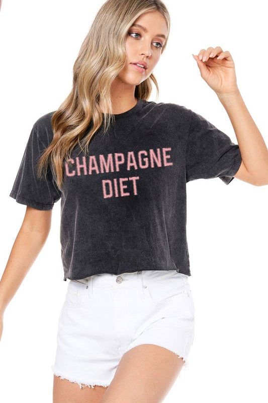 Champagne Diet Washed Crop Tee