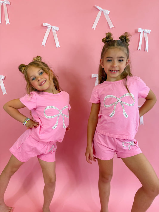 Girls Crystal Bow Set
