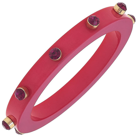 Renee Resin Rhinestone Bangle: Fuchsia