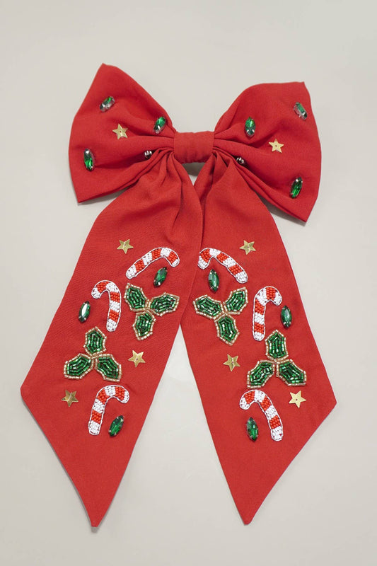 Candy Cane Bow Clip