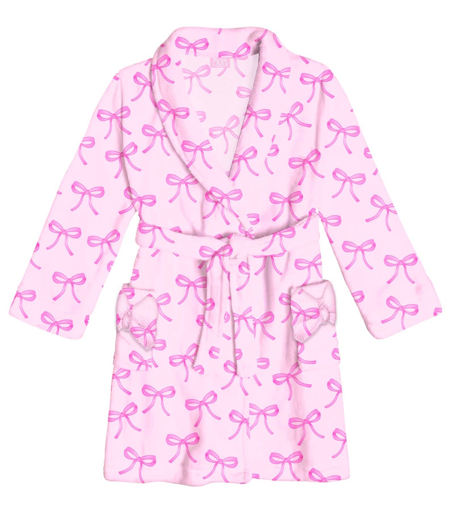 Fleece Printed Bath Robe: Pink Bow Print