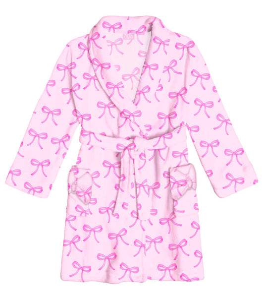 Fleece Printed Bath Robe: Pink Bow Print