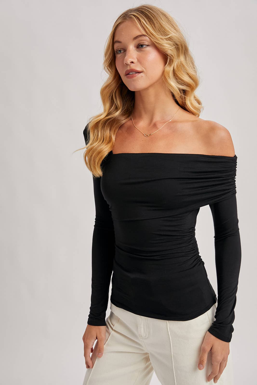 Asymmetric Knit Top- Black