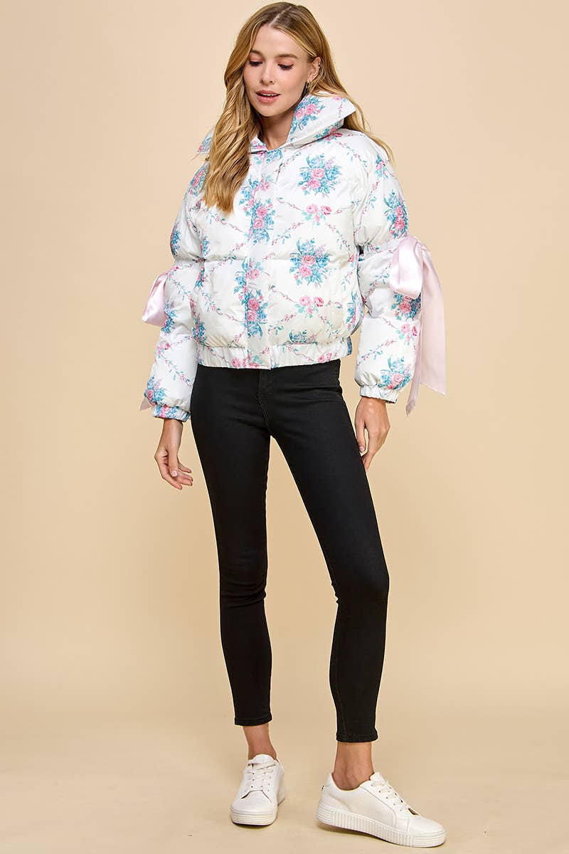 Floral puffer white