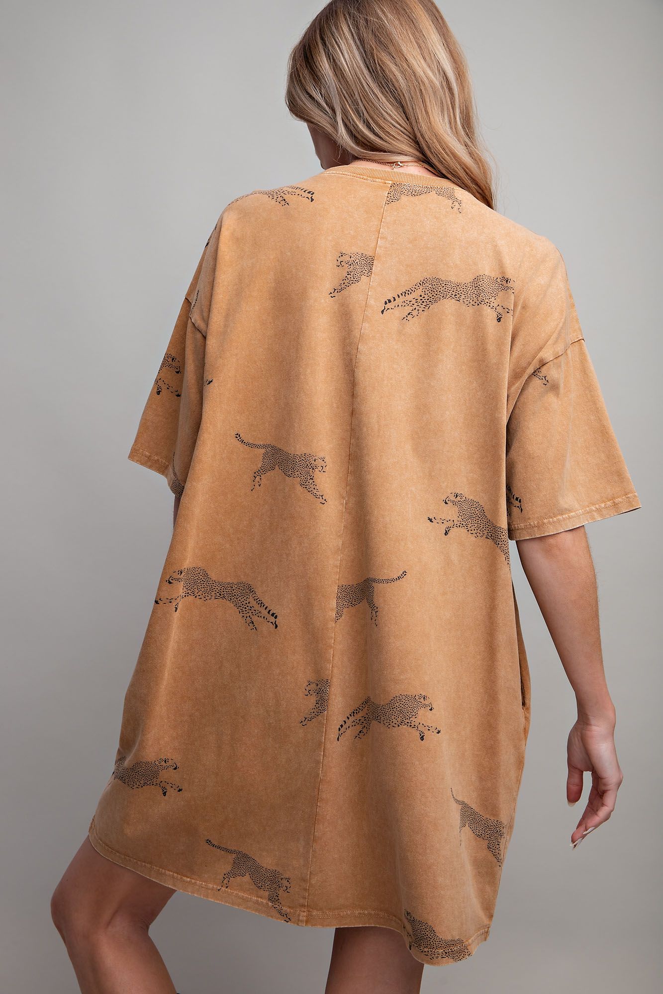 Catch Me T-Shirt Dress- Camel