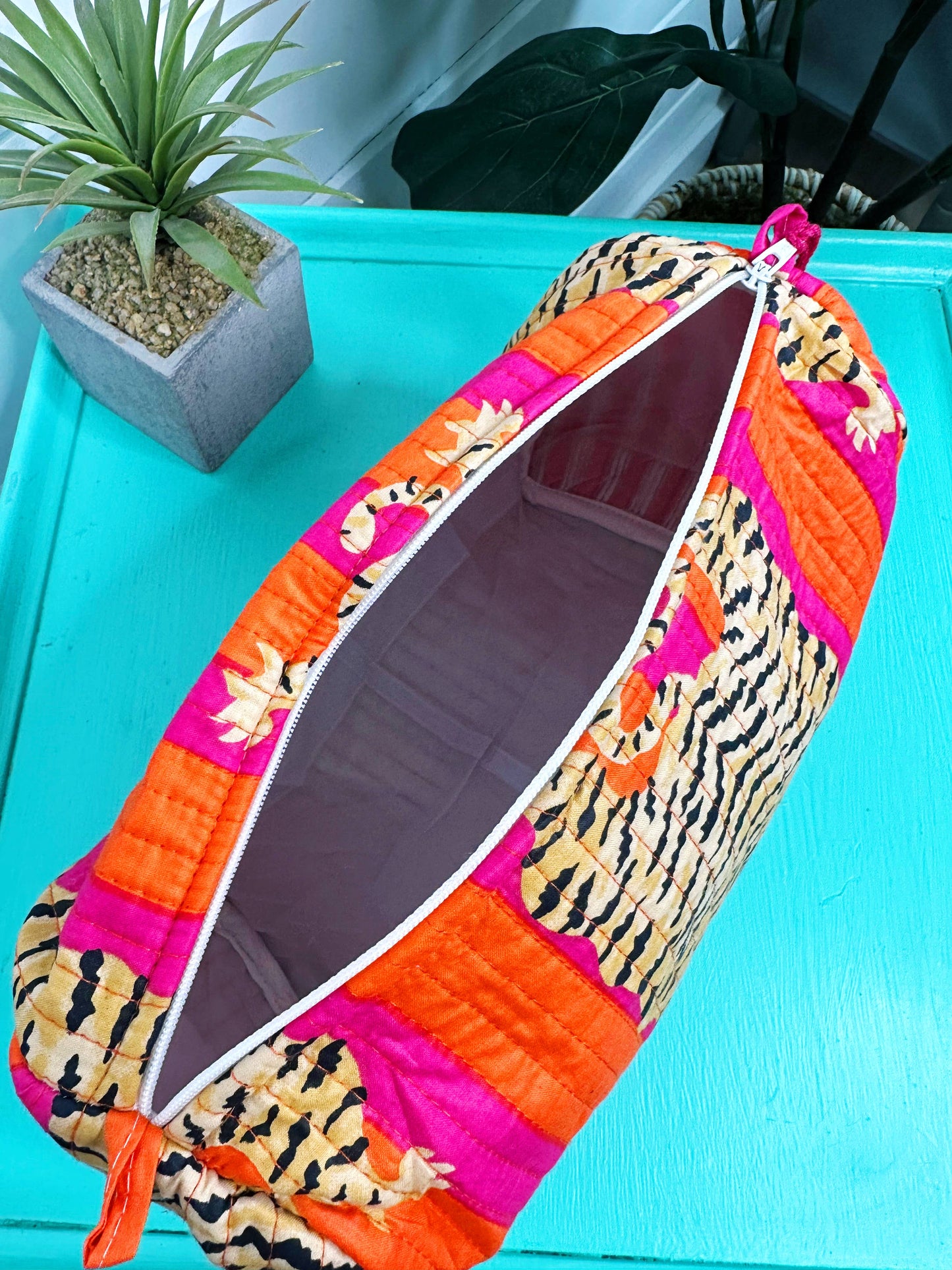 Tigers Cosmetics Bag- Pink/Orange