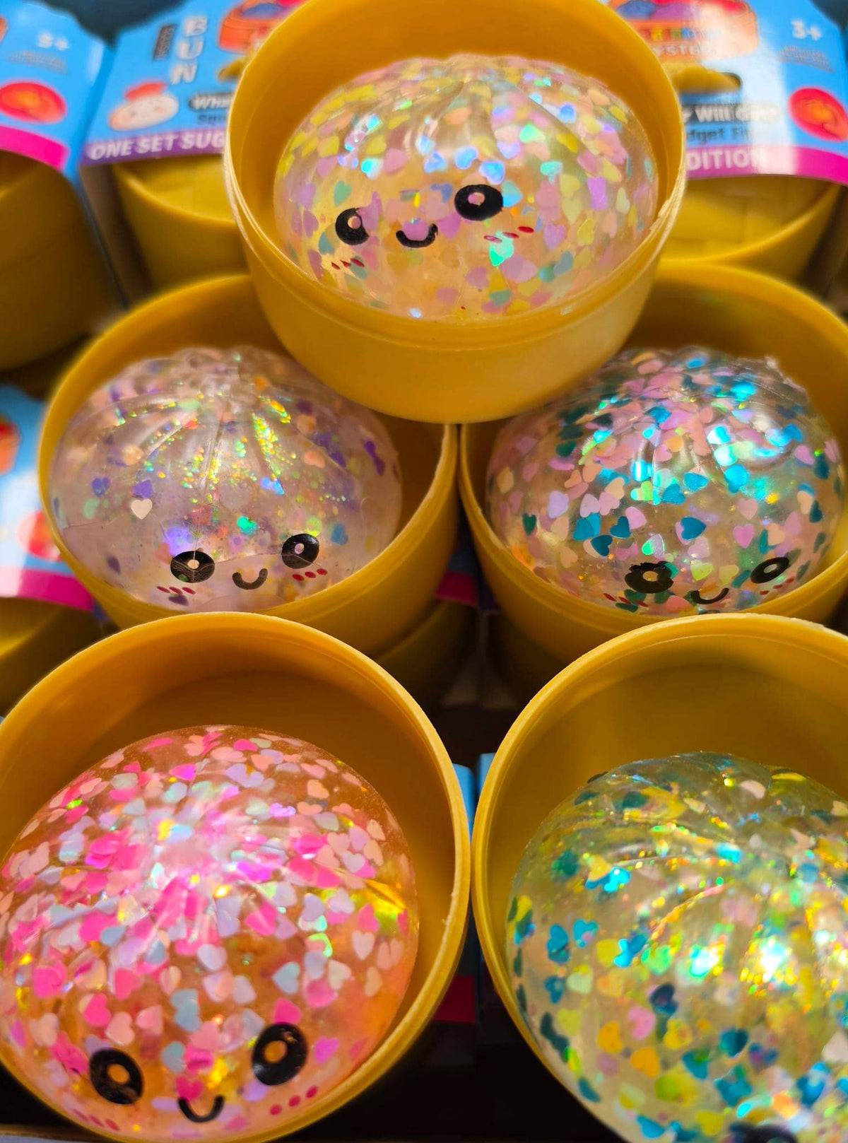 2.5" Heart Glitter Maltose Mini Dumpling Squishy