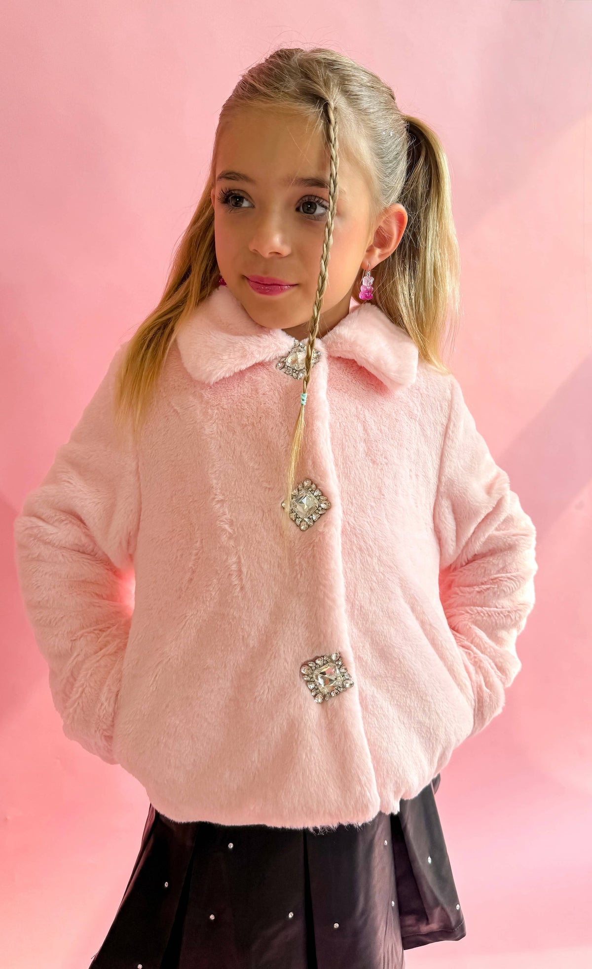 Girls Faux Fur Gem Jacket